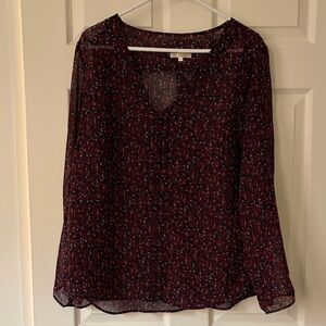 $2! 5 for $10 🔥Matty M Burgundy Floral V-Neck Sheer Blouse